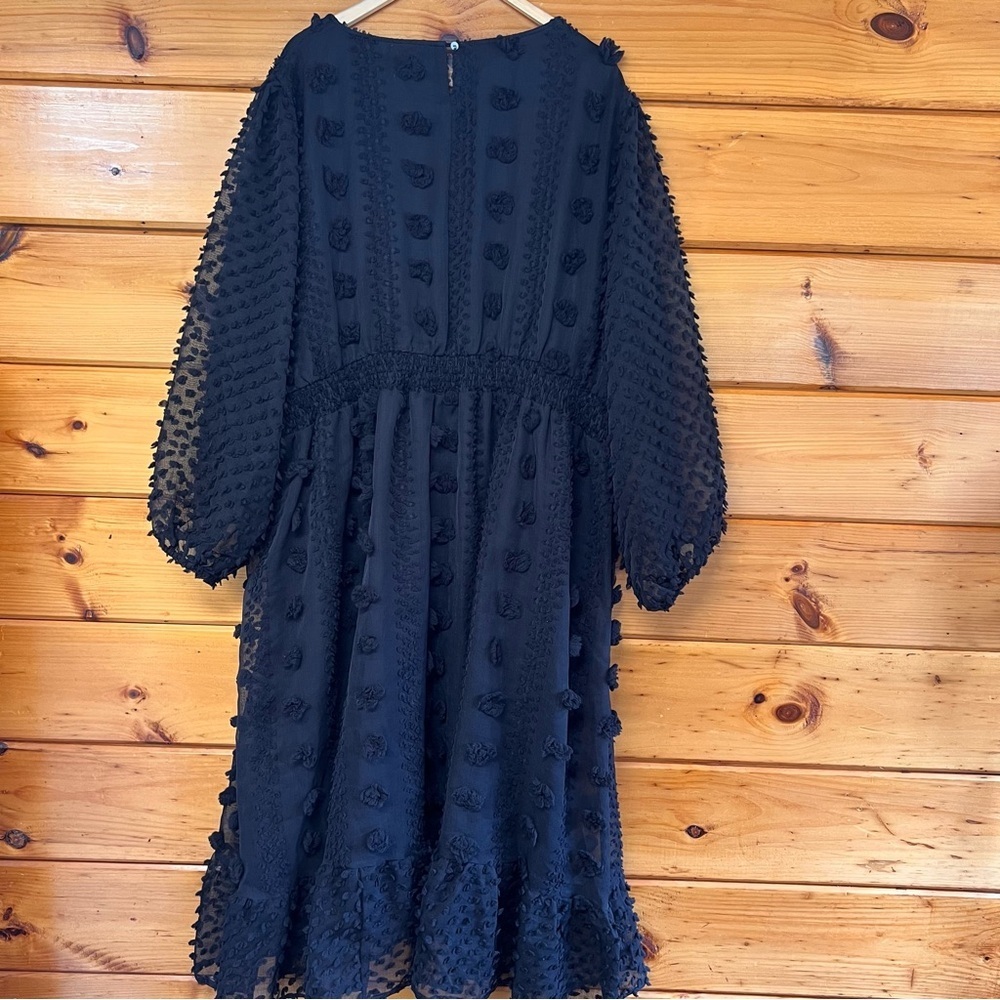 Lodo Kervology Long Sheer Ballon Sleeves Black Round Neck Embellished Dress 4XL - Picture 5 of 5